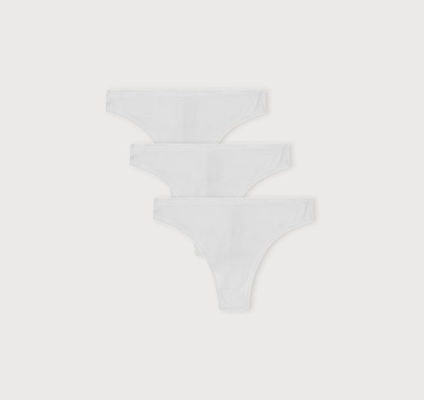 organic basics Core Rib Thong 3-Pack White