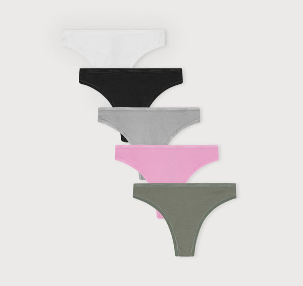 organic basics Core Rib Thong 5-pack White