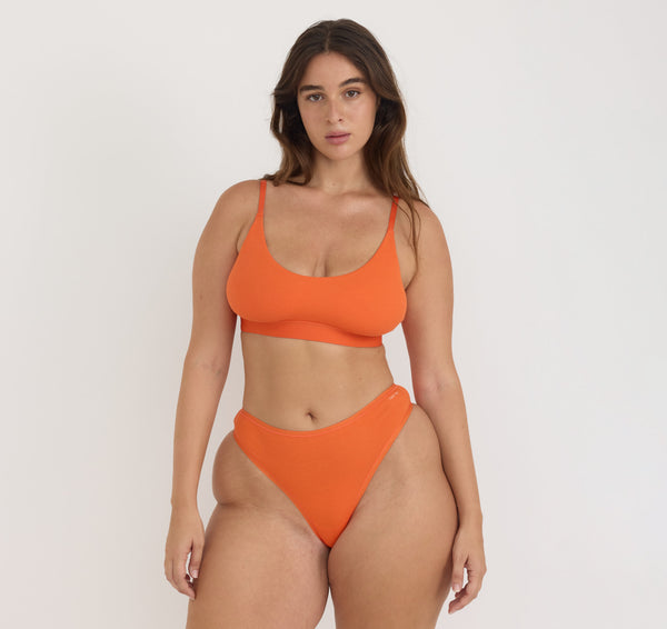organic basics Core Rib Thong Tangerine