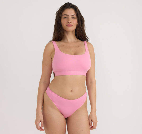 organic basics Core Rib Thong Tulip Pink