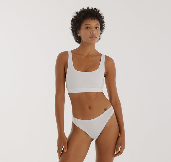 organic basics Core Rib Thong White