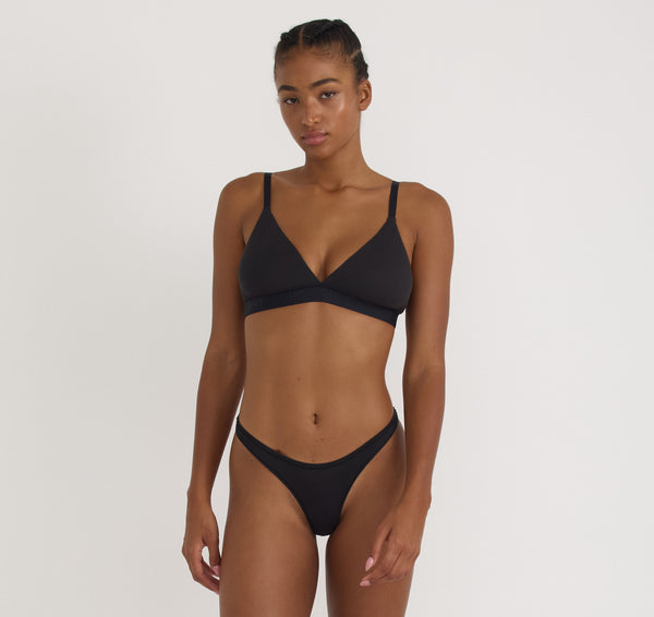 organic basics Core Rib Triangle Bralette Black