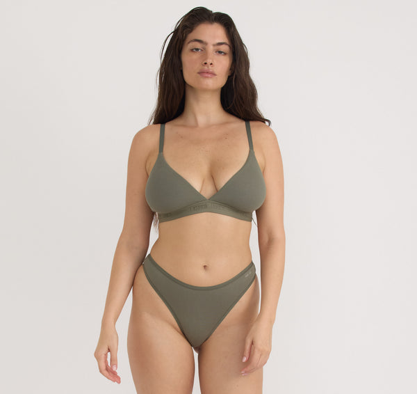 organic basics Core Rib Triangle Bralette Thyme