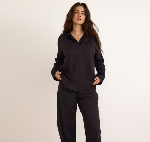Organic Basics Core Sleep Poplin Pants Black
