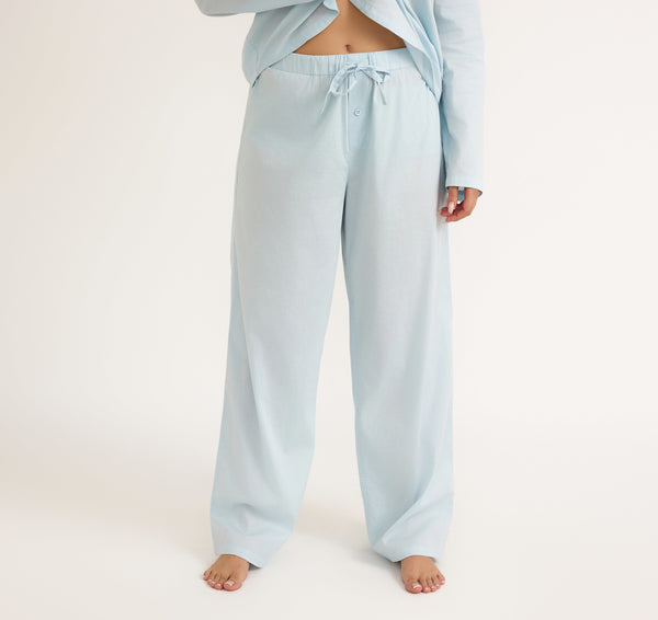 Organic Basics Core Sleep Poplin Pants Light Blue