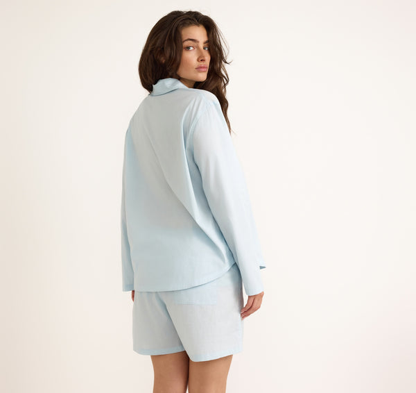 Organic Basics Core Sleep Poplin Shirt Light Blue