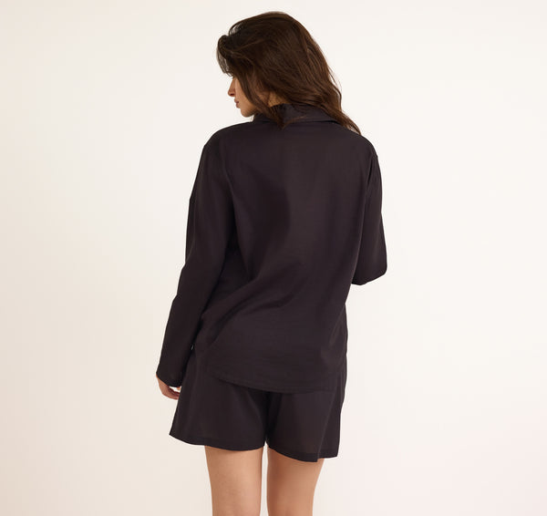 Organic Basics Core Sleep Poplin Shorts Black