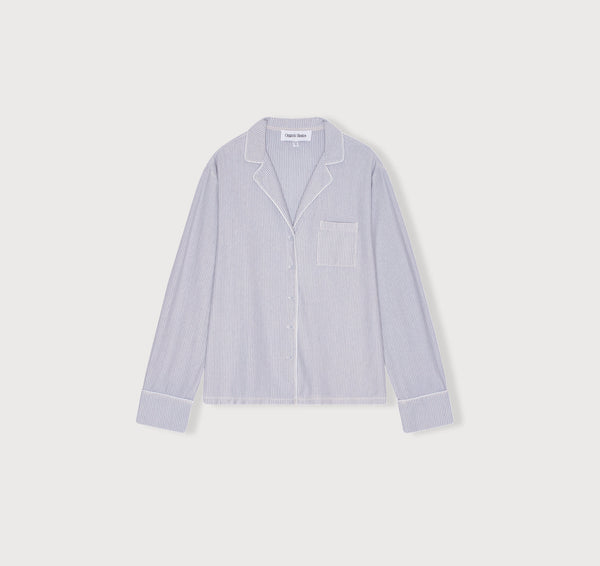 Organic Basics Core Sleep Shirt Blue Stripe