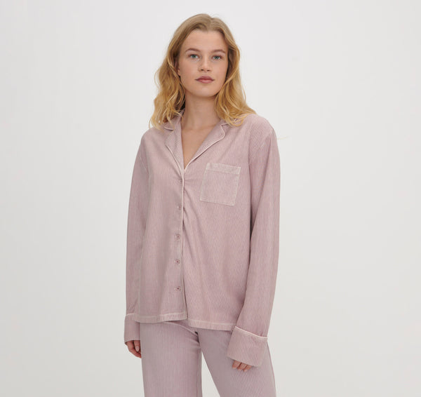 organic basics Core Sleep Shirt Pink Stripe