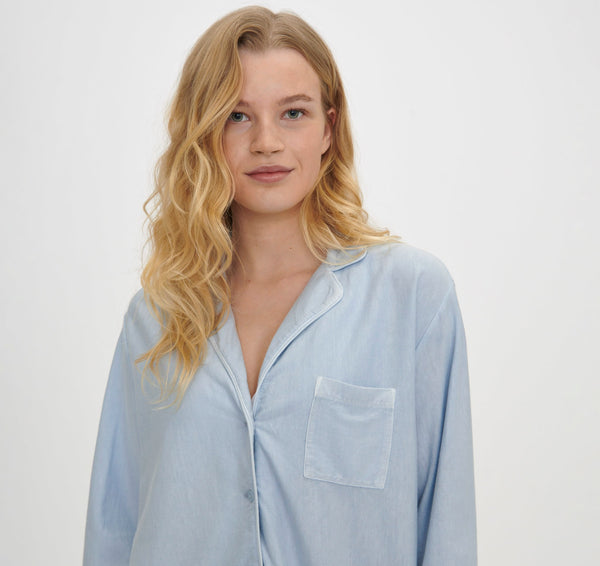 Organic Basics Core Sleep Shirt Solid Blue