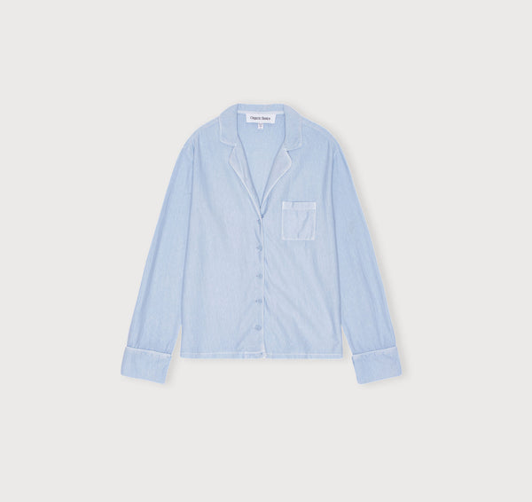 Organic Basics Core Sleep Shirt Solid Blue