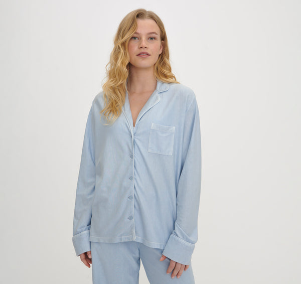 organic basics Core Sleep Shirt Solid Blue