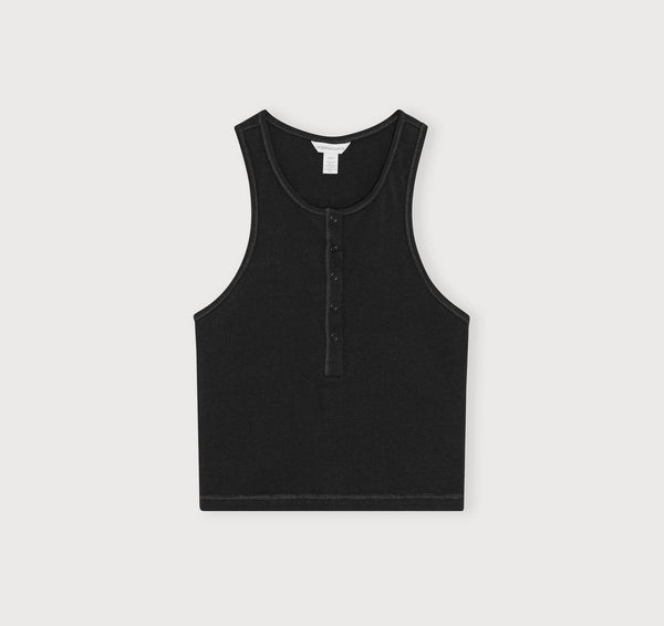Organic Basics Core Sport Henley Tank Top Black