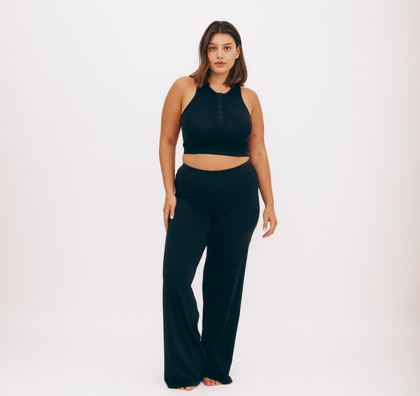 organic basics Core Sport Henley Tank Top Black