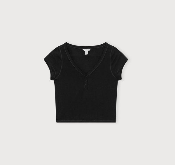Organic Basics Core Sport Henley V Tee Black