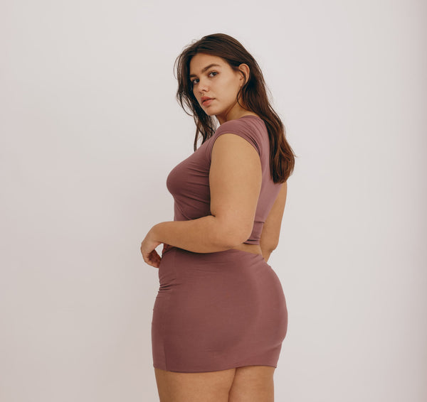 Organic Basics Core Sport Henley V Tee Rose Wood