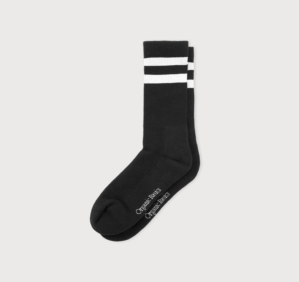 Organic Basics Core Stripe Crew Socks 2-pack Black