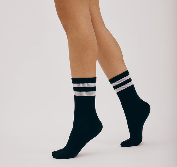 Organic Basics Core Stripe Crew Socks 2-pack Black