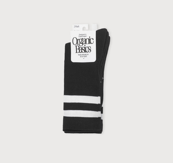 organic basics Core Stripe Crew Socks 2-pack Black