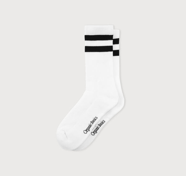 Organic Basics Core Stripe Crew Socks 2-pack White