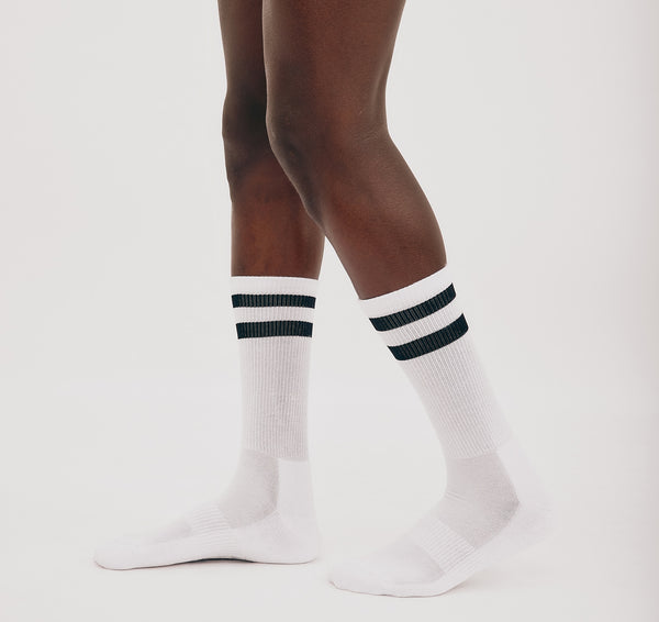 Organic Basics Core Stripe Crew Socks 2-pack White