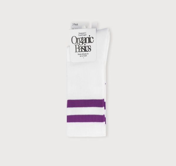 organic basics Core Stripe Crew Socks 2-pack White