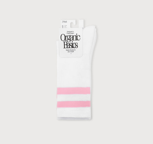 organic basics Core Stripe Crew Socks 2-pack White