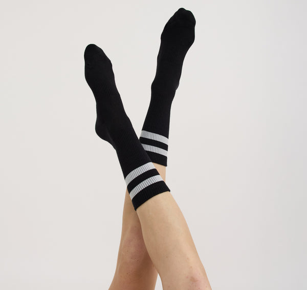 Organic Basics Core Stripe Crew Socks 3-pack Black