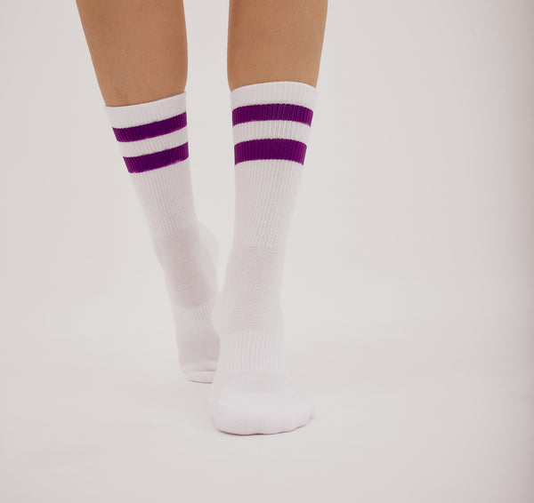 Organic Basics Core Stripe Crew Socks 3-pack White
