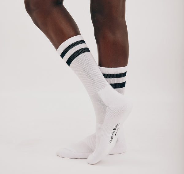 Organic Basics Core Stripe Crew Socks 3-pack White