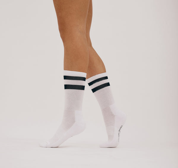 Organic Basics Core Stripe Crew Socks 3-pack White