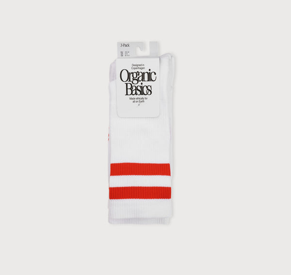 organic basics Core Stripe Crew Socks 3-pack White