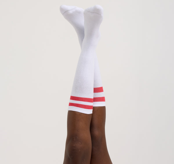 Organic Basics Core Stripe Knee High Socks White