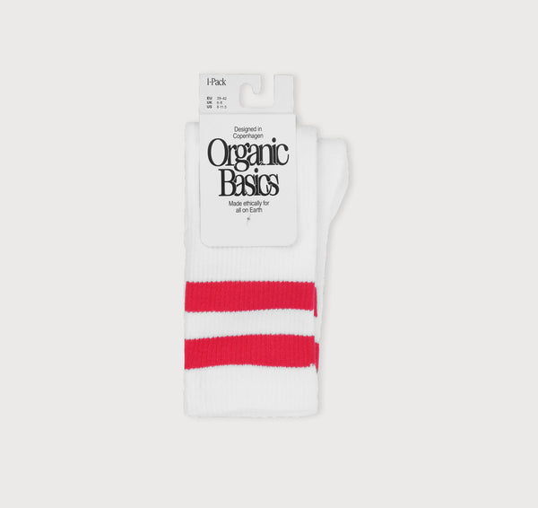organic basics Core Stripe Knee High Socks White