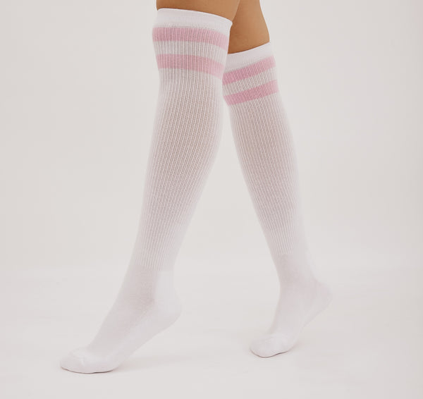 Organic Basics Core Stripe Knee High Socks White