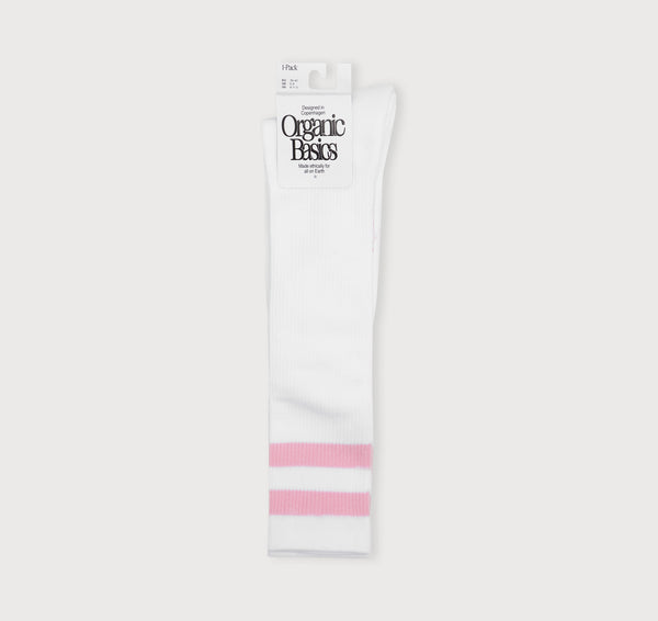 organic basics Core Stripe Knee High Socks White