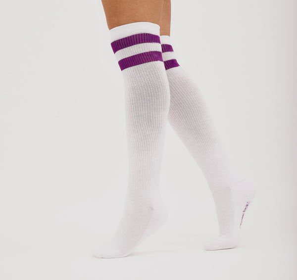 Organic Basics Core Stripe Knee High Socks White