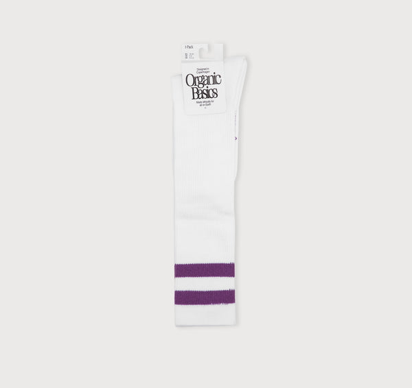 organic basics Core Stripe Knee High Socks White