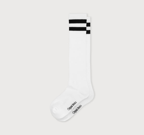 Organic Basics Core Stripe Knee High Socks White