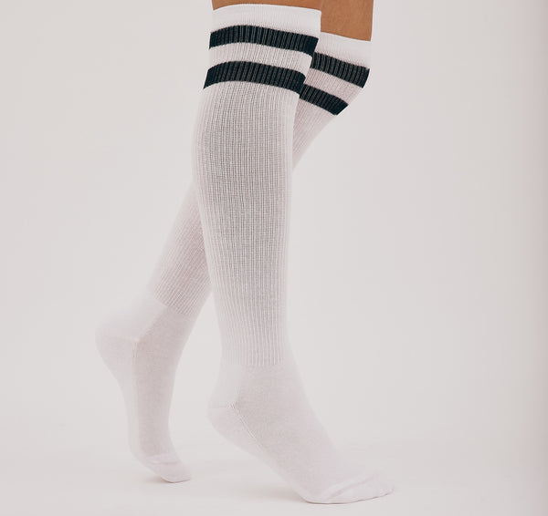 Organic Basics Core Stripe Knee High Socks White