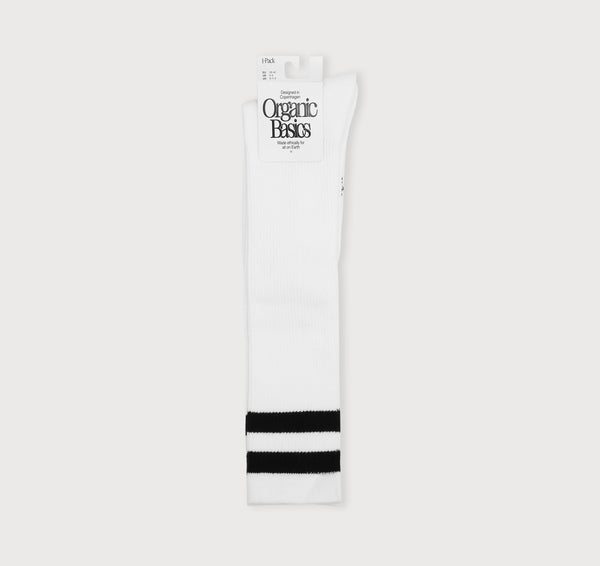 organic basics Core Stripe Knee High Socks White