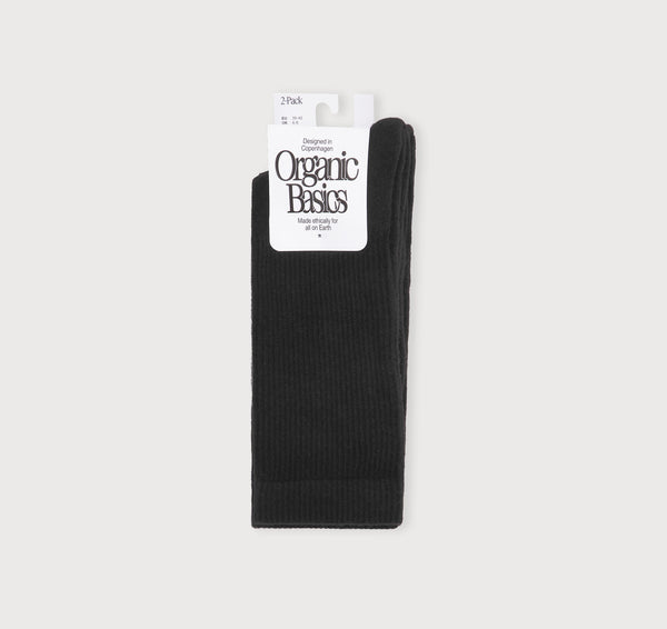 organic basics Core Tennis Crew Socks 2-pack Black