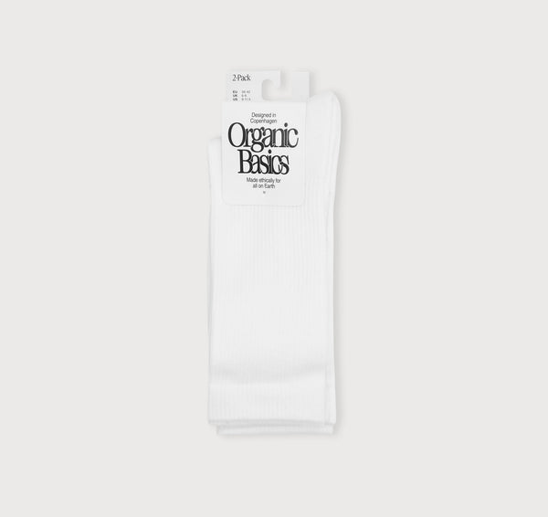 organic basics Core Tennis Crew Socks 2-pack White