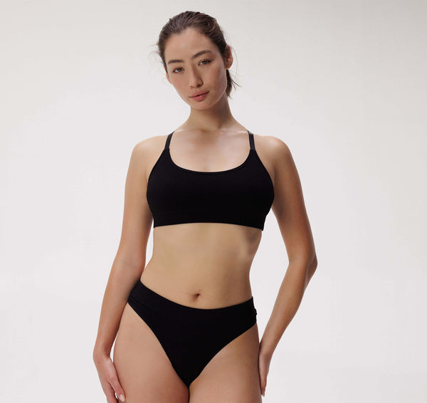 organic basics Core Thong 2-pack Black