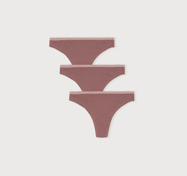 organic basics Core Thong 3-Pack Rose Wood