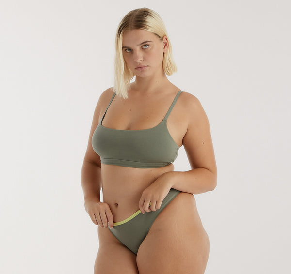 Organic Basics Core Thong 3-Pack Seaweed