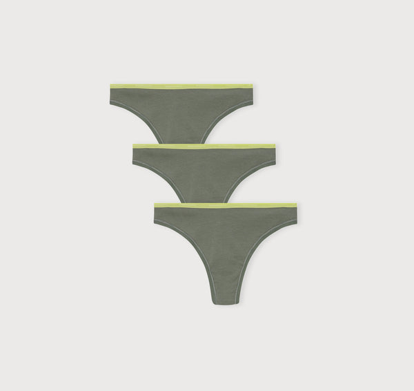 organic basics Core Thong 3-Pack Seaweed