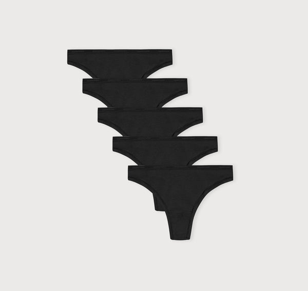 organic basics Core Thong 5-pack Black