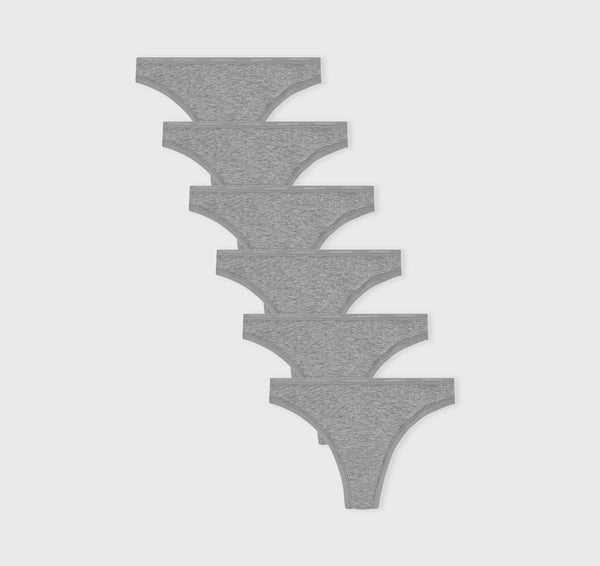 organic basics Core Thong 6-Pack Grey Melange