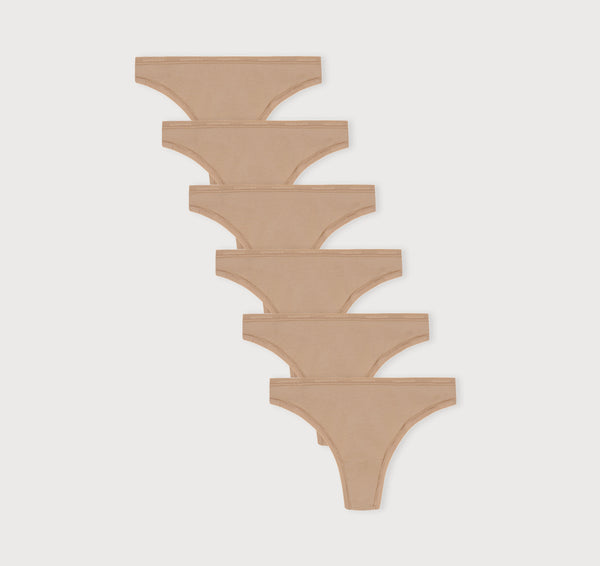 Organic Basics Core Thong 6-Pack Hazelnut